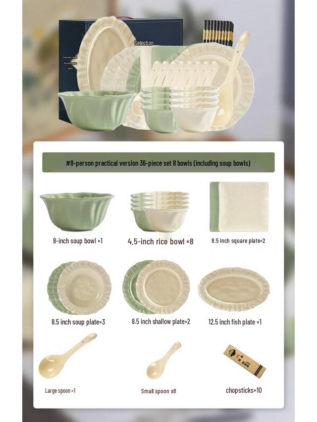 Floral Lotus Edge Ceramic Dinnerware Set, 36-Piece
