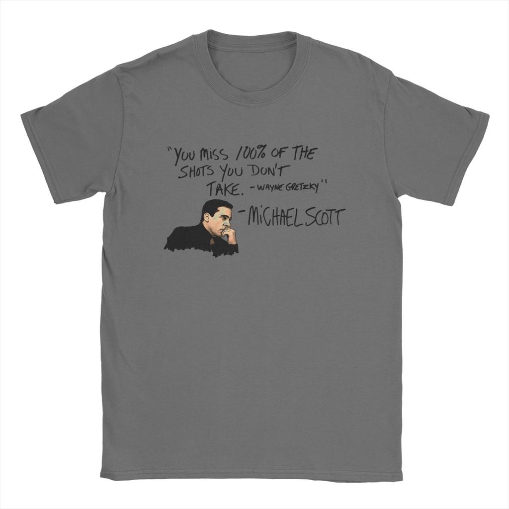 Michael Scott Citat The Office T-shirt för Män Ren Bomull Rolig T-shirt Rund Hals TV-program T-shirts Kortärmade Toppar Grafisk