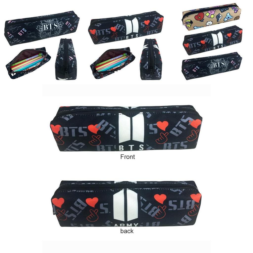 Bts Bt21 Malowanie Płótno Piórnik Portmonetka Saszetka na Makijaż Przenośna Torba na Długopisy