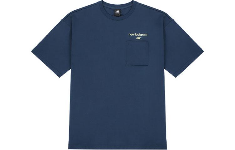New Balance T Shirts Men s Blue Crew Neck Moderate Straight Fit AMT22353-BGV M