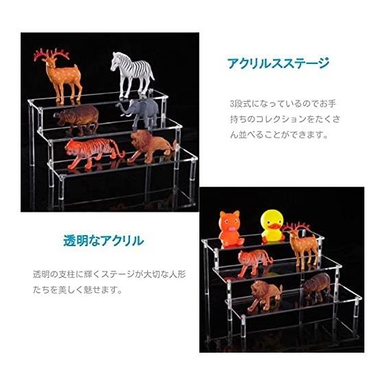 ENN LLC Figure Display 3-Tier Riser Acrylic Stand 30cm Wide Clear