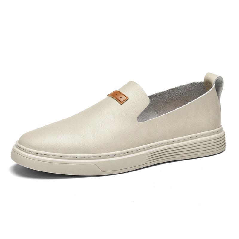 Men s Slip-On Leather Loafers: Spring/Summer Casual Flat Shoes 37