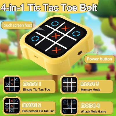 Tic Tac Toe Elektronik, 3'ü 1 Arada Bulmaca Oyun Konsolu, Masa Oyunu, Eğitim için Aile Taşınabilir Seyahat Oyunları, 3+ Yaşındaki Erkek Çocuklar (Sarı)