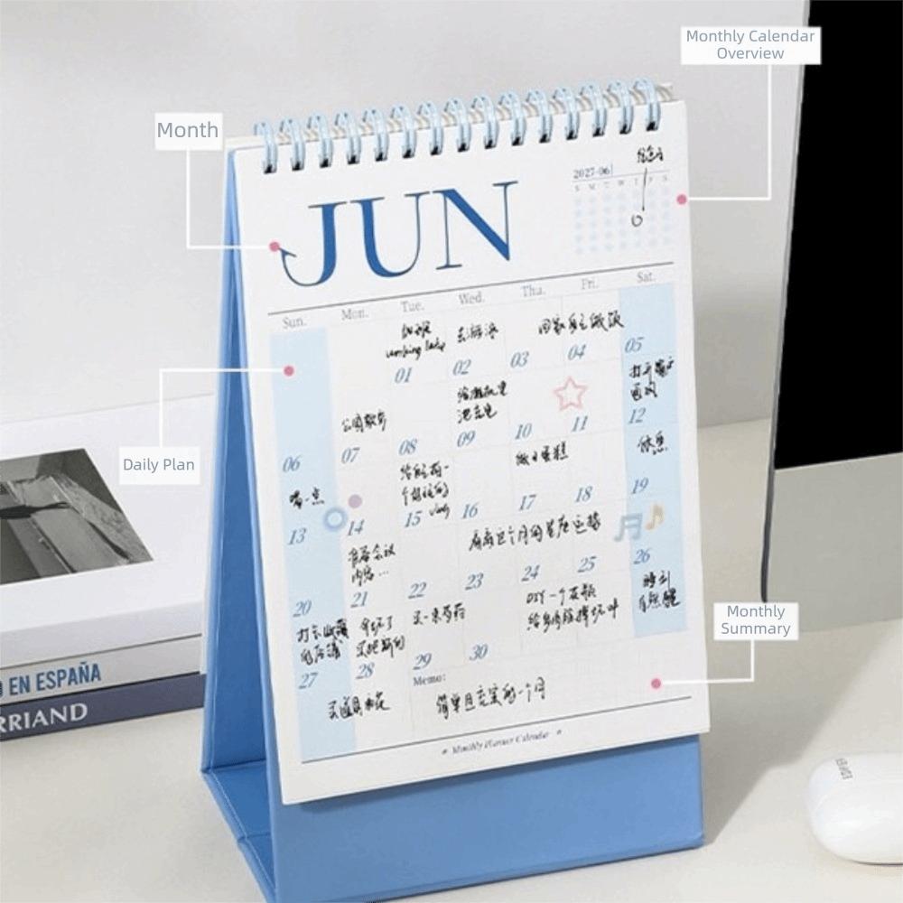 Blue Desk Calendar Korean Style Planner Calendar New Coil Calendar Student Planning