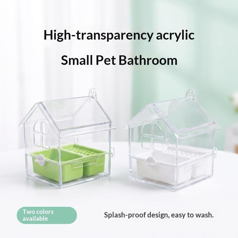 Hanging Parrot Feeder Prevent Scattering Bird Feeding Bowl Multifunction Bird Bath Parakeet Bathtub Bird Cage Accessories