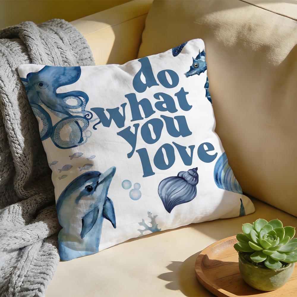 Marine Theme Rudder Anchor Animals Cushion Cover Washed Linen Soft Breathable Decorative Case For Sofa Home Pillow Cover