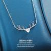 Korean Style S925 Sterling Silver Reindeer Antler Necklace - Cute Christmas Pendant Clavicle Chain