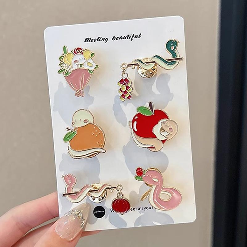 Year Cute Snake Brooch Metal Badge Cartoon Brooch Bags Clothing Accessories