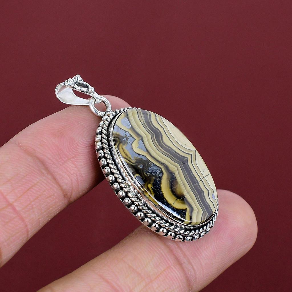Schalenblende Pendant 925 Sterling Silver Pendant Natural Gemstone Jewelry Handmade Pendant Birthstone Pendant Gifts for Him Silver Jewelry