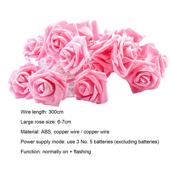 300cm String Light Decorative Battery Operated LED Rose Night Light