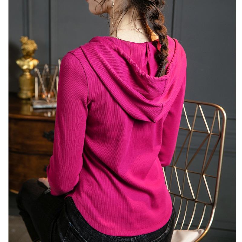 Autumn women's new long-sleeved sweater women's casual hooded t-shirt letter versatile t-shirt top women