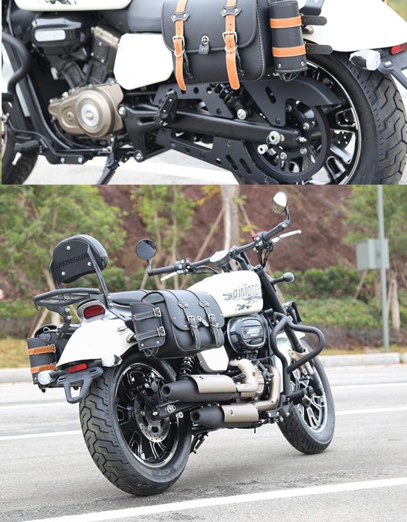 Qianjiang Flash 350 Motorcycle Bumper Canvas Side Bag & Rear Rack