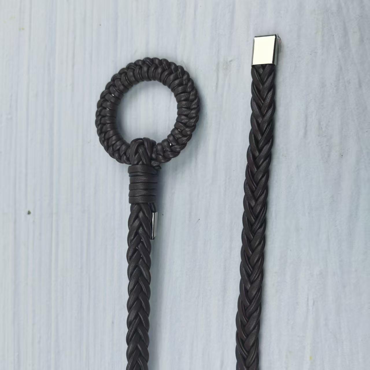 

Вязаный ремень ручной работы в стиле ретро для женщин - Повседневный и универсальный тонкий аксессуар для талии 115 cm коричневый