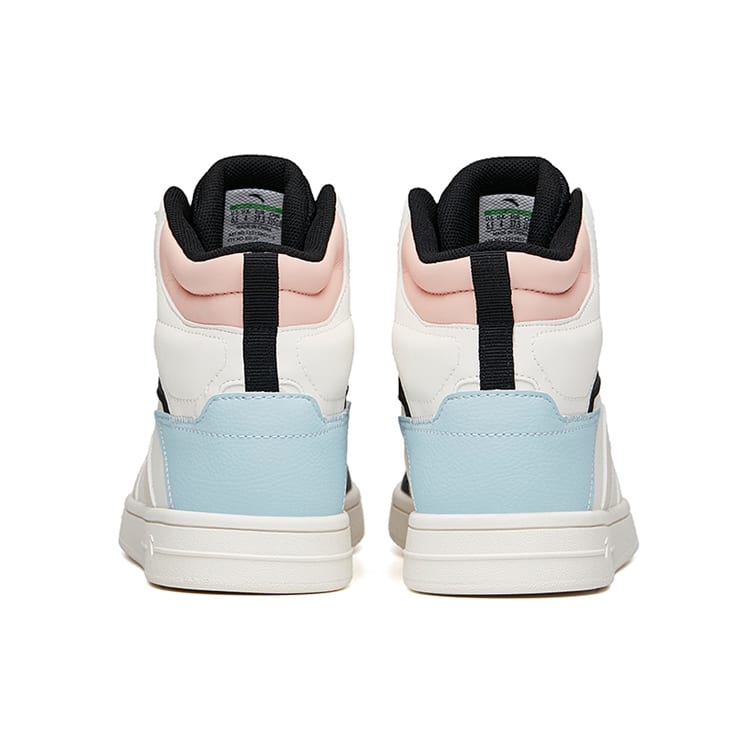 Anta Casual Abrasion Resistant Slip Resistant High Top Skateboard Shoes Women's White Pink Blue 122138071-2
