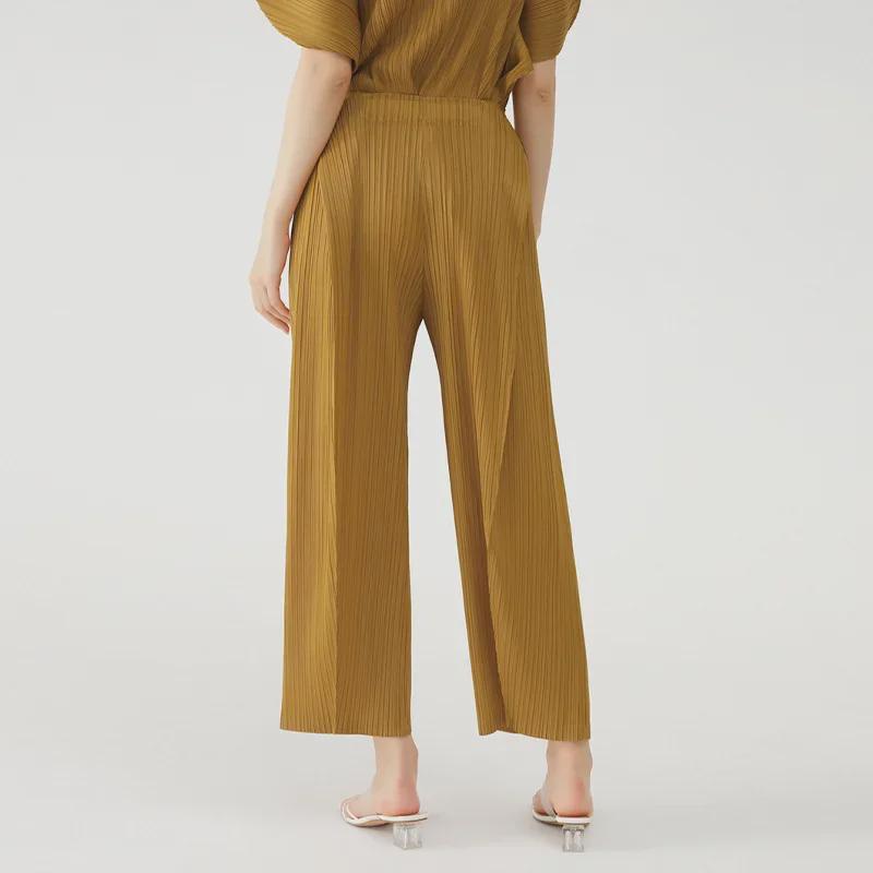 Miyake Women's Solid Color Slim Drape Straight Pants - New Spring/Summer 2025 Collection