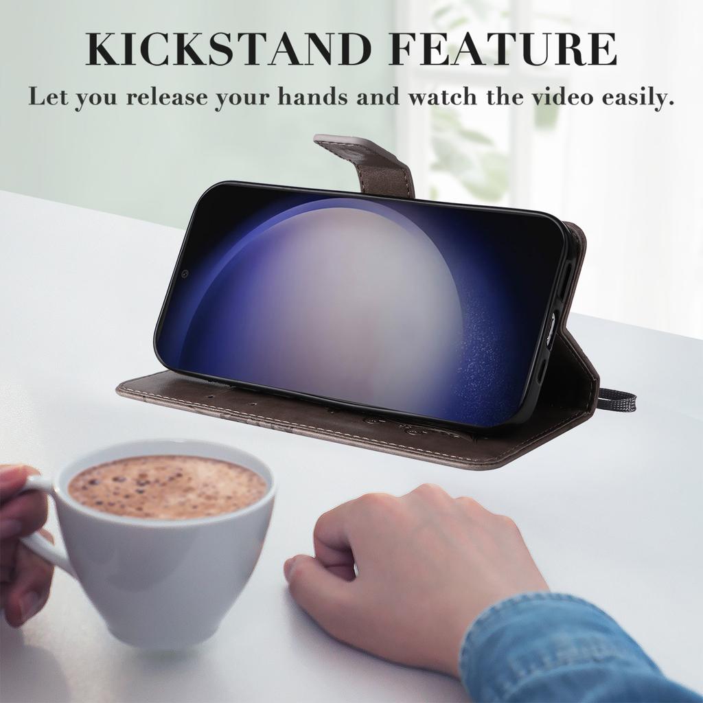 For Samsung Galaxy S25/S24 Wallet Case Floral Butterfly Imprinted Leather Phone Cover Stand