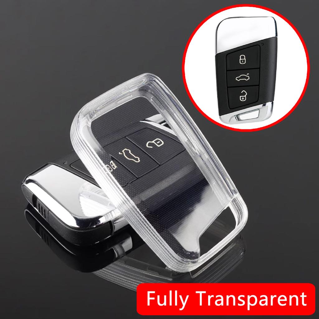 For Vw Passat B8 Arteon Atlas Cross Sport Jetta Transparent And Transparent Car Key Fob Cover Pack Accessories