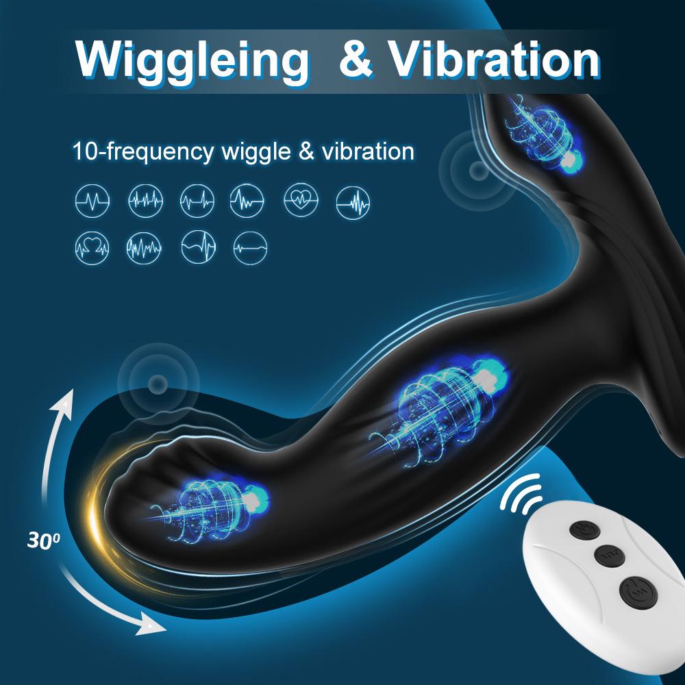3-IN-1 Draadloze Controle Verwarmende Schommelende Vibrator Dildo Dubbele Penis Ring Mannen Prostaat Massager Volwassen Seks Speelgoed Koppels Masturbator 10 Vibratiestanden