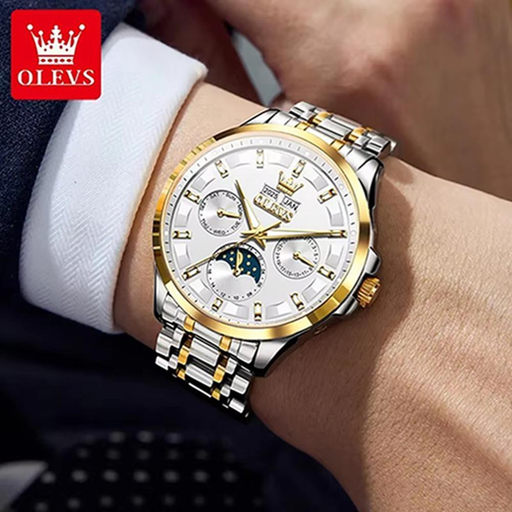 Luxusní pánské plně automatické mechanické hodinky Multifunkční vodotěsné hodinky s fází měsíce Pánské sportovní hodinky