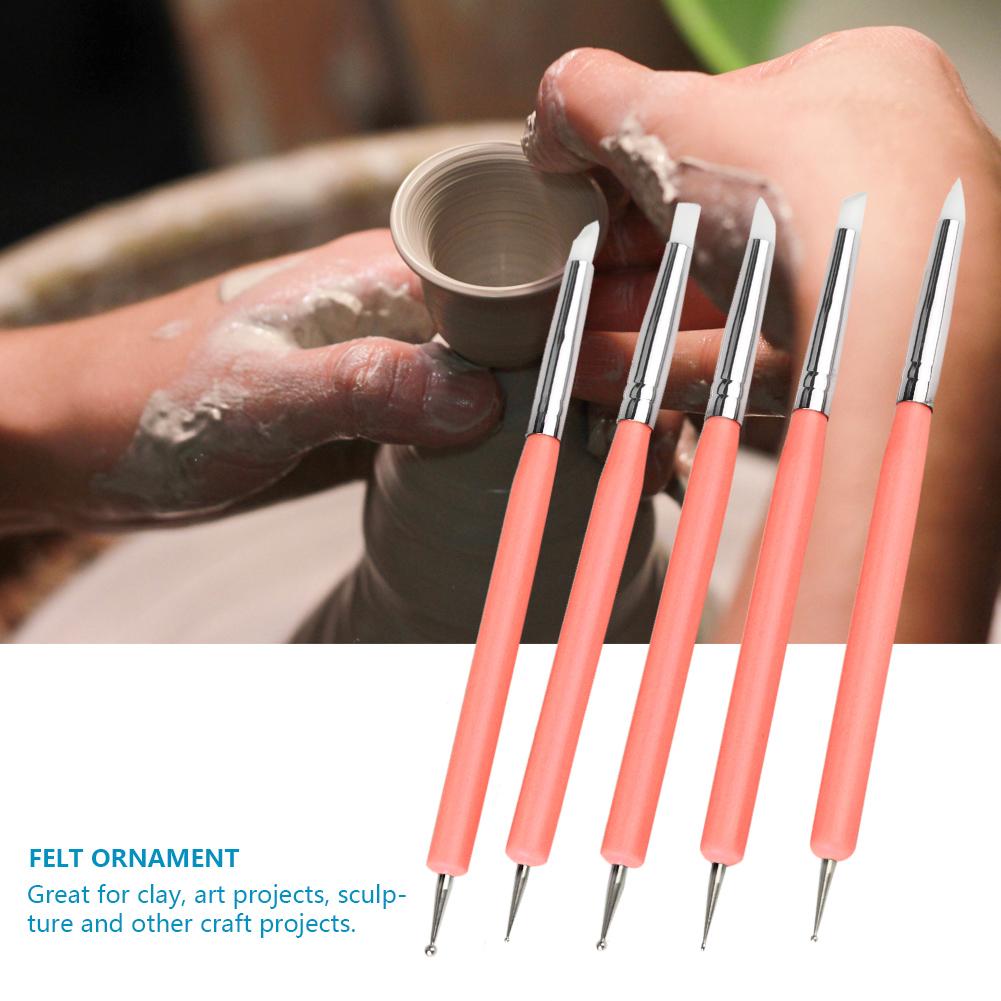 5pcs Silicone Clay Sculpture Tools Double Head     Sculpting Modeling Tool (Blue)