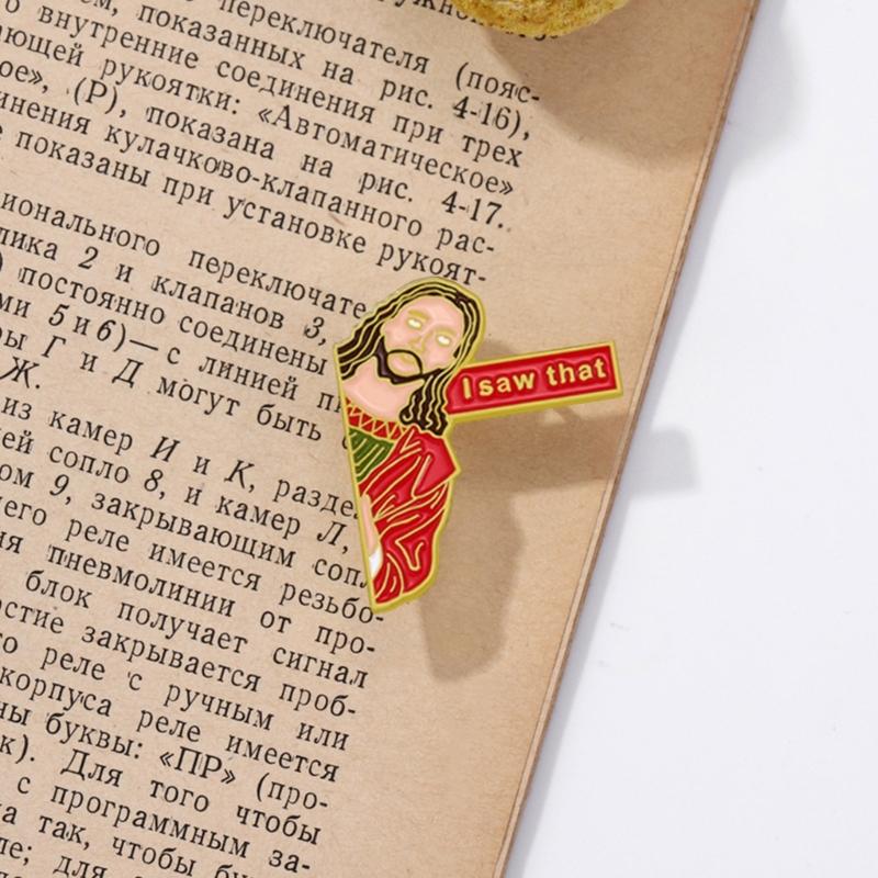 I Saw That Pins Backpack Funny Jesus Brooch Pins Clothes Brooch Schoolbag Accessories Badges Jewelry Gift for Women Men