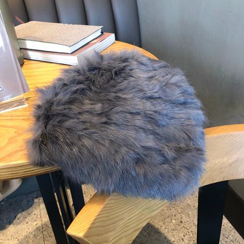 Rabbit Fur Hat Female Chuanxi White Fur Hat Fur Cold and Warm Plush Knitted Hat Cute Headgear Autumn and Winter