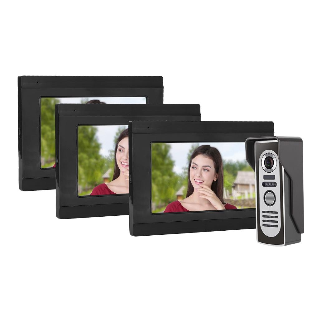 7in 1080P 3 Monitors Video Intercom Wired Wifi Doorbell Night Vision Door Camera