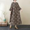 2025 Printed Stand Neck Loose Extra-Large Size Vacation Dress