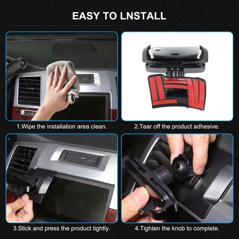Phone Holder Car Mobile Wireless Charging Phone Mount Special Fixed Base Accessories For Cadillac Escalade 2007-2014