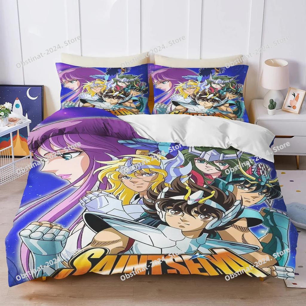 3d Cartoon S-Saint Seiya Comforter Bedding Set Printed Duvet Cover Sheet Pillowcase Bed Soft Quilt Cover Full Queen King Size