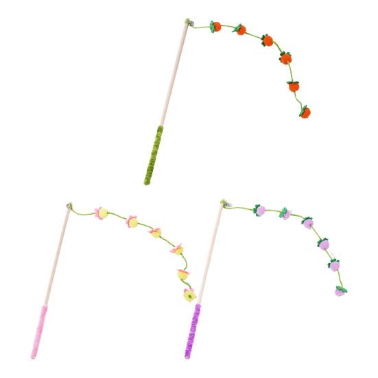 Cat Teaser Toy Interactive Lightweight Cat Stick with Bell Safe Chewing Toy Long Handle Entertainment Toy for Pet