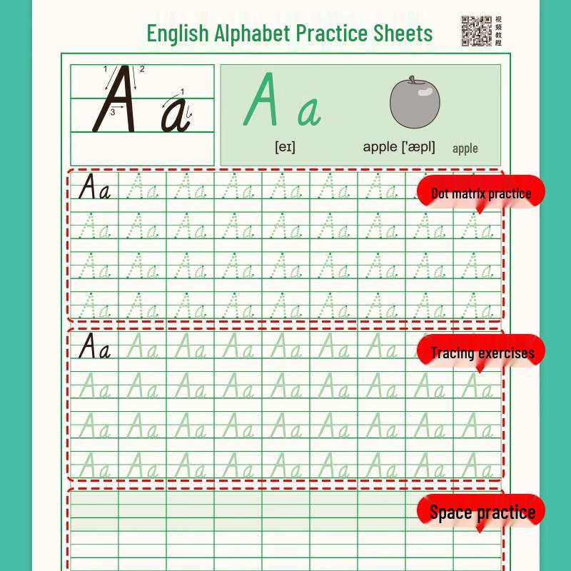 Darmowe dla nowych użytkowników: 26-Literowy Angielski Zeszyt do Ćwiczeń Kaligrafii - Edycja Pisania Ręcznego Renjiao