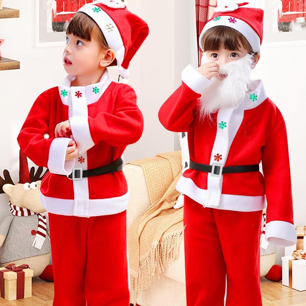 [HTPARY] Santa Cosplay Kids' Christmas Costume with Hat for Boys and Girls, Perfect for Recitals and School Festivals