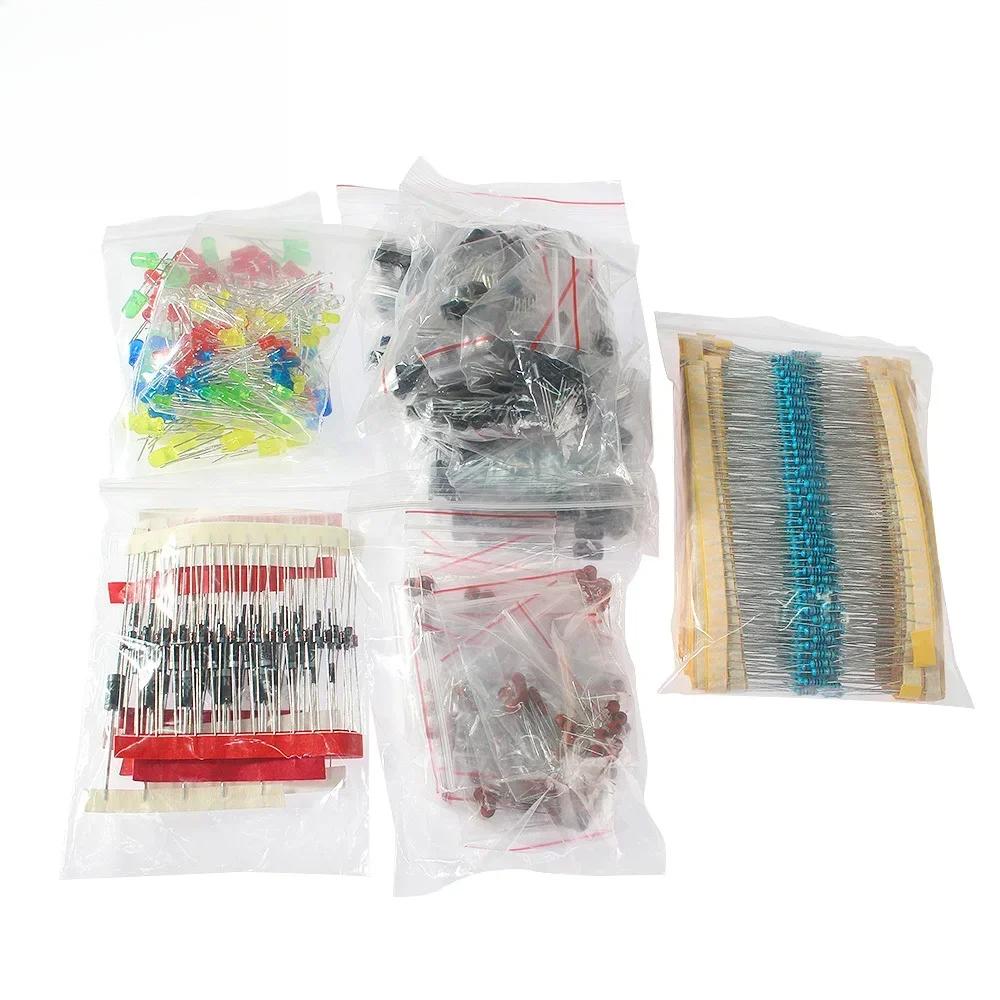 1490pcs 7 Types Electrolytic Capacitor Ceramic Kit Resistor LED Diode Set Transistor Package Diy Assortment Electronic Component