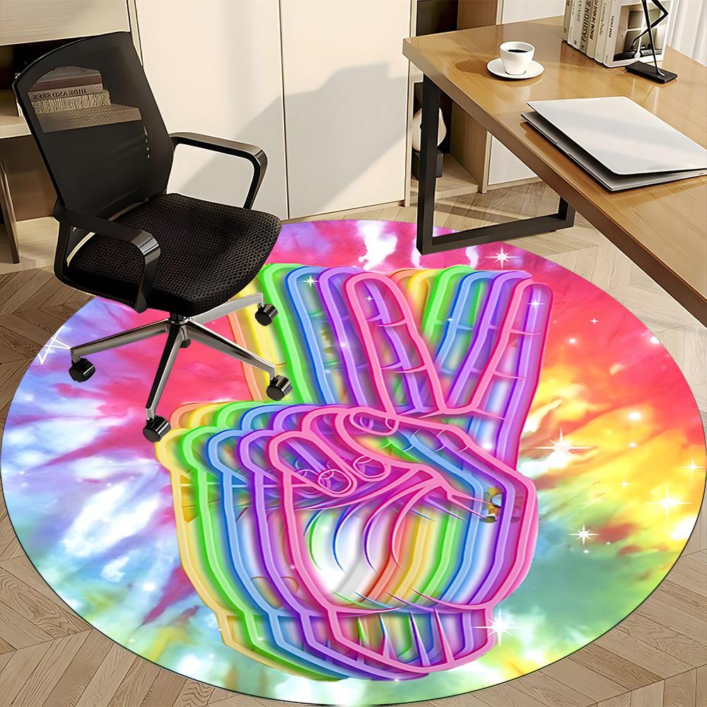 1pc Rainbow Hand Chair Carpet for Office, Indoor Non Slip Washable Polyester Fiber Carpet,