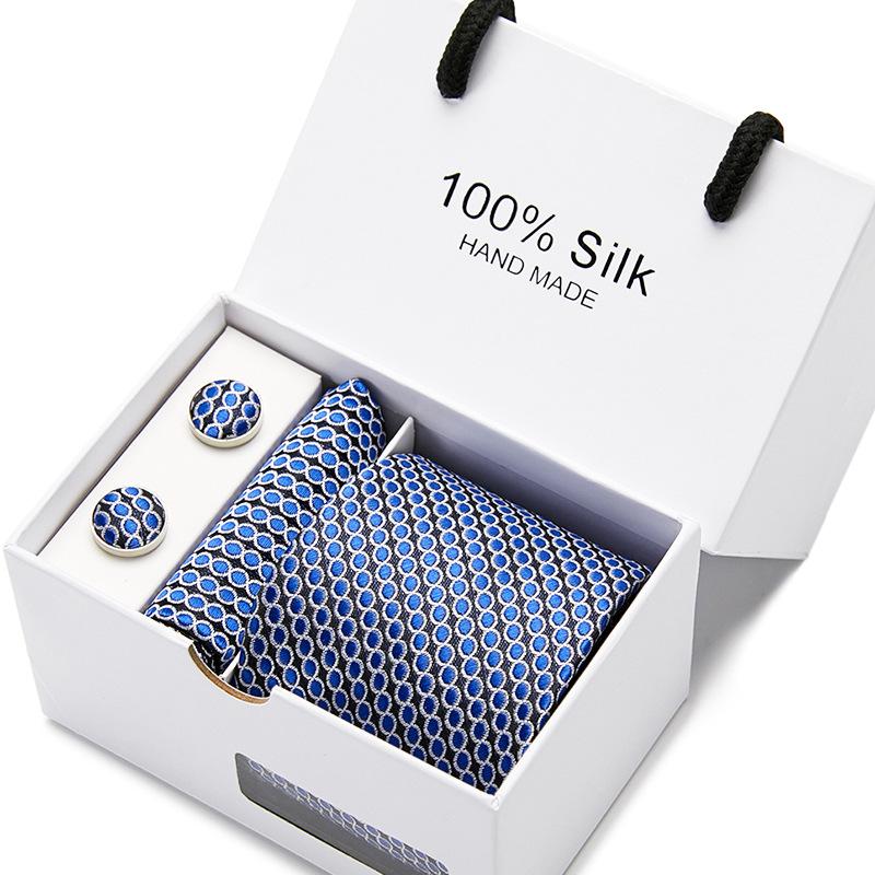 Men'S Tie Gift Box 5-Piece Set Tie Pocket Towel Scarf Cuff