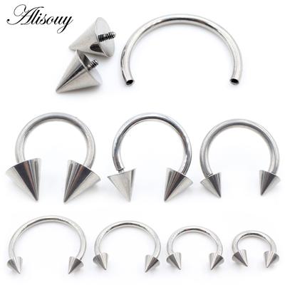 Alisouy 1PC Titanium Cone Internally Threaded Horseshoe Nose Ring Tragus Septum Helix Cartilage Earring Body Piercing Jewelry