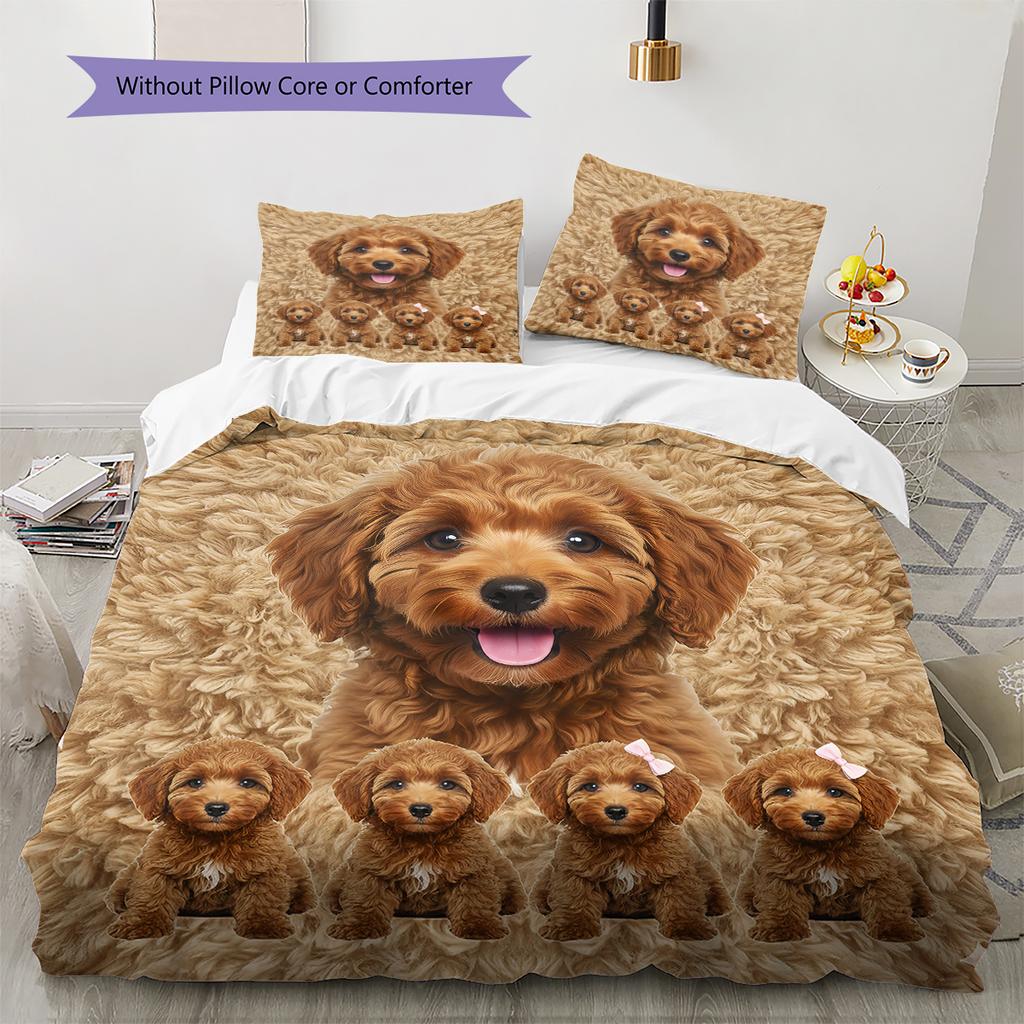 Poodle Marejus Dog Pattern Bedding Quilt Set Quilt Cover Pillowcase Home Decoration Gift (1 * duvet cover + 2 * pillowcase, without core)