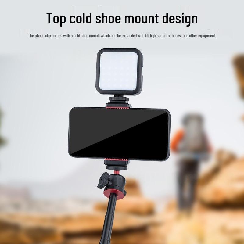 Universal Phone Holder with Cold and Hot Shoe Mount for Vlogging and Live Selfie Videos