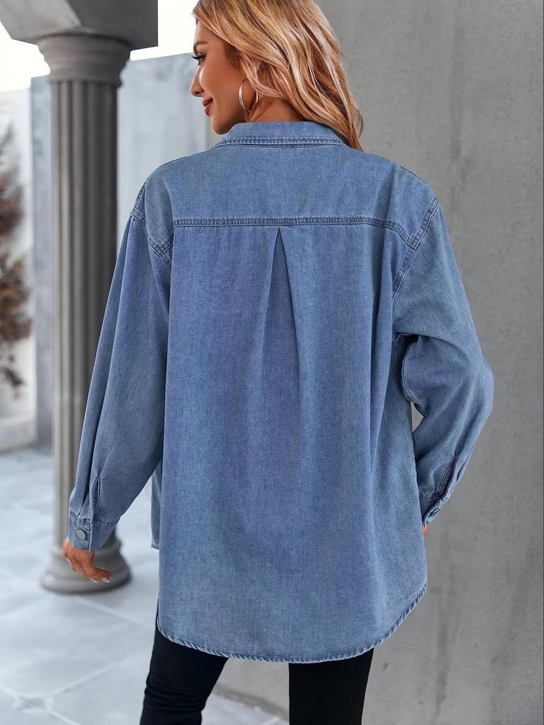 2026 New European & American Women's Casual Denim Boyfriend Shirt Jacket