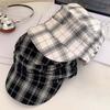 Karomuster Falten Reithut im Vintage-Look Japanischer Stil Unifarben Schirmmütze Flache Kappe Retro Britischer Stil Sonnenschutzhut