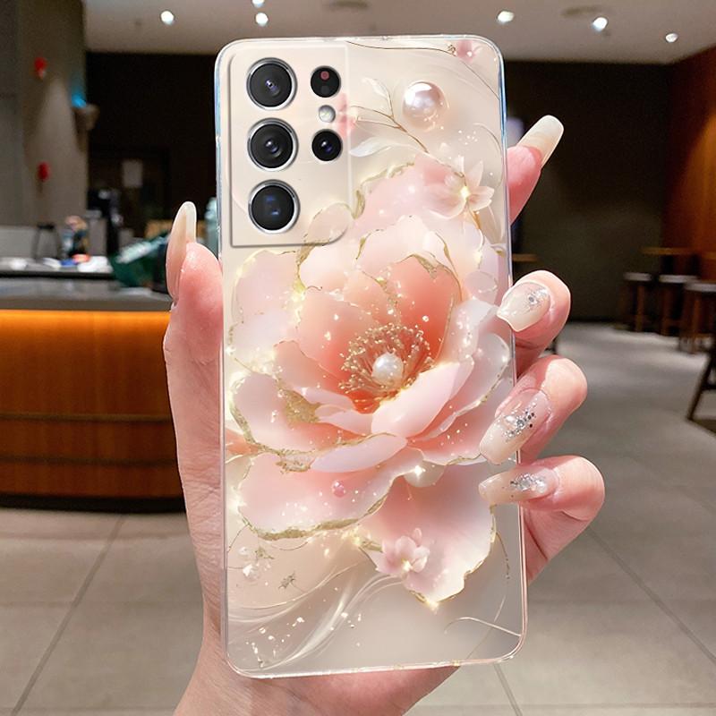 For Samsung S21 Ultra Case Clear Casing Fashion Butterfly Flower Soft TPU Silicone Cover For Samsung Galaxy S20 Ultra Phone Case