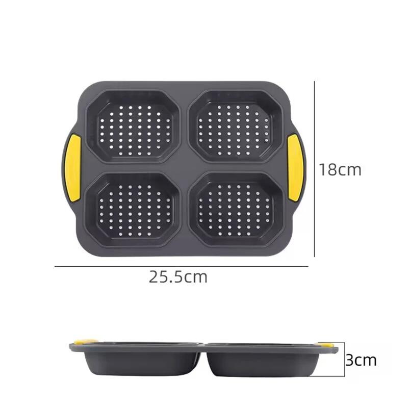 Baking Mould Restaurant Hamburger Bun Silicone Mold Foldable Reusable Bread Pan Heat Resistance DIY Kitchen Tool Accessories