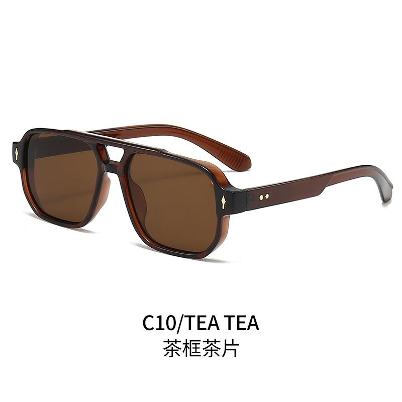 New Square Double Beam Sunglasses Men'S Casual Driving Sunglasses Business Style Decorative Sunglasses