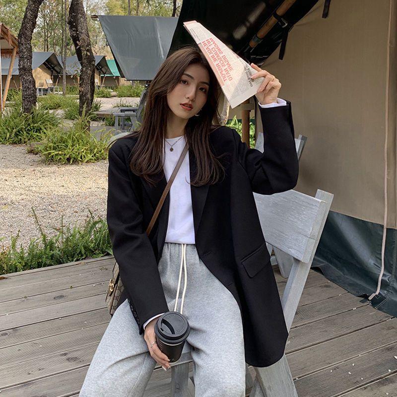 Khaki Strickjacke Blazer Anzug Jacke Frühling und Herbst Koreanische Casual Lose Temperament Einfarbig Vielseitig Top