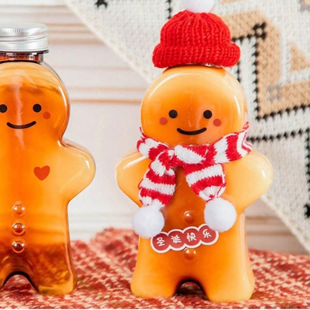 Transparent Gingerbread Bottle Brown Christmas Decoration Candy Juice Coffee Bottle  Child Gift