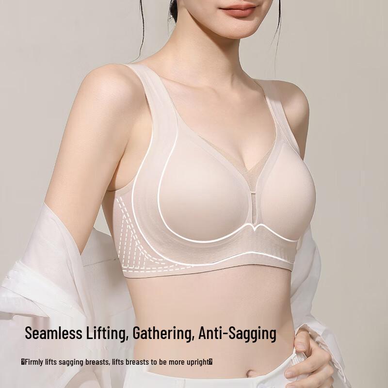 Tingmei Seamless Wire-Free Mesh Push-Up Bra