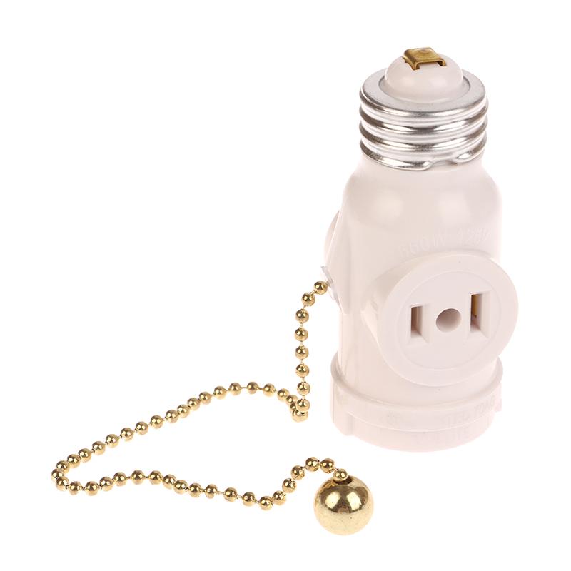 White Black Bakelite L5-15R Us To E26 Light Bulb Socket With 15Cm Pull Chain Switch America Lamp Holder Conversion Base