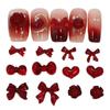 New Year Red Bow Nail Art Charms: Camellia, Heart, Bowknot Resin Press-on Decorations