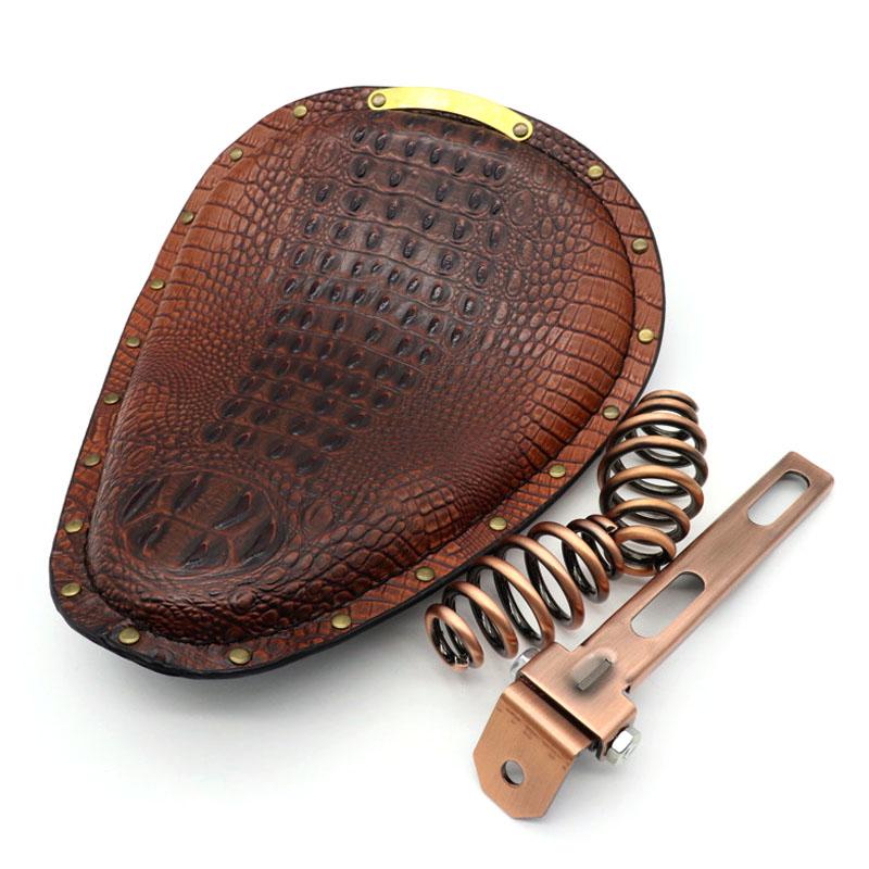 Leather Motorcycle 3" Spring Solo Bracket Seat For Harley Chopper Bobber